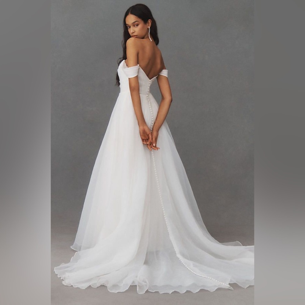 Jenny Yoo White Off-the-Shoulder A-Line Wedding Dress - Picture 6 of 16